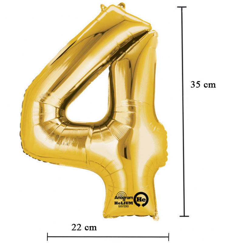 16 inch-es 4 - Arany Számos Minishape Fólia Lufi