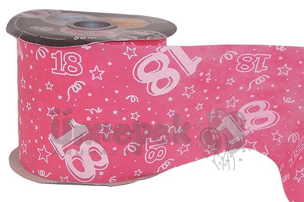 18-as Pink Szülinapi Dekorációs Szalag, 12,5 cm, 50 méteres