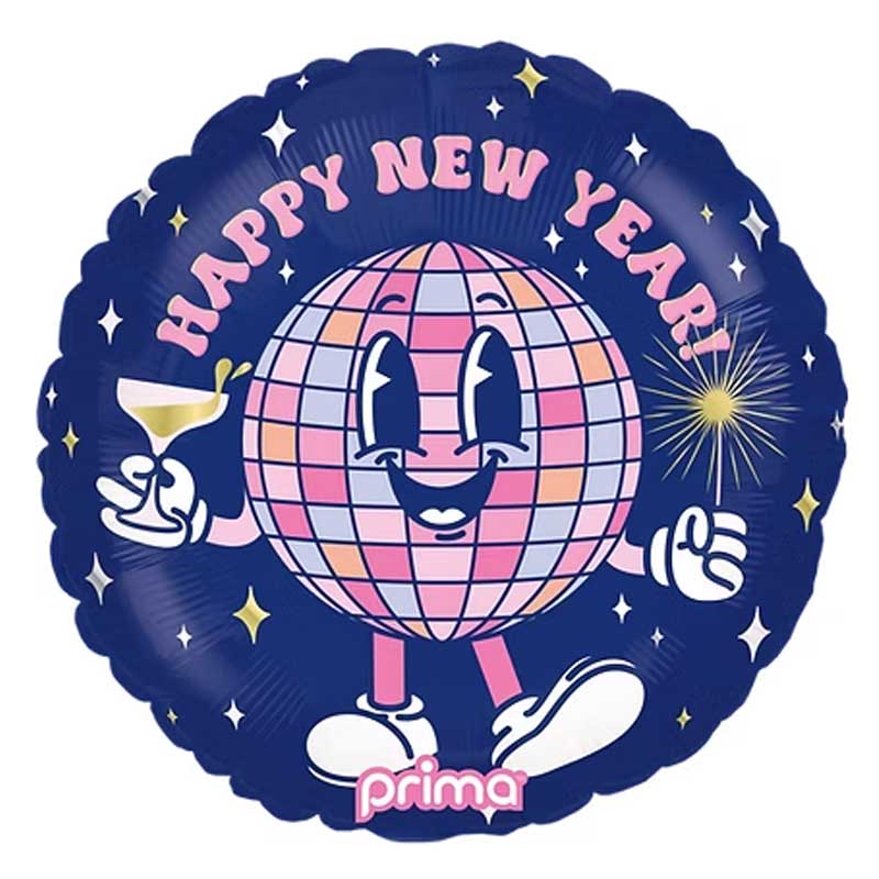 18 inch-es Happy New Year Disco Ball Buddy Héliumos Fólia Lufi