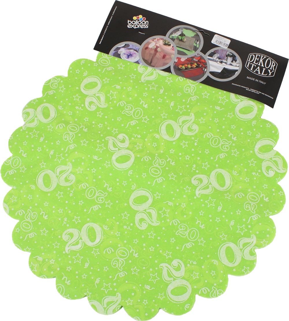 20-as Lime Zöld Szülinapi Kerek Dekorációs Textil - 48 cm-es, 24 db-os
