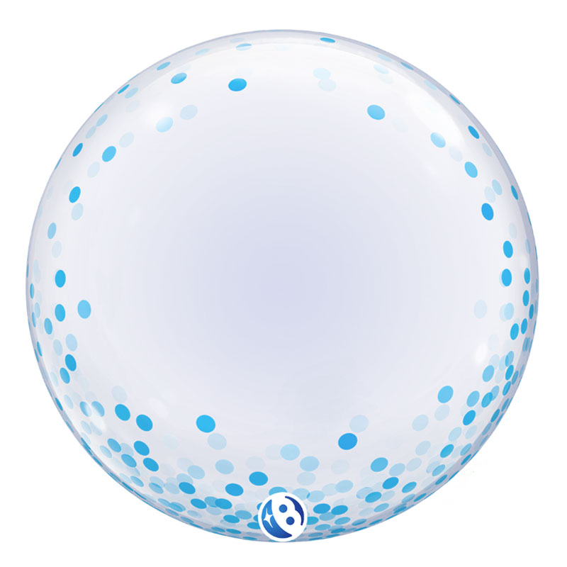 24 inch-es Kék Konfetti Pöttyös Mintás - Blue Confetti Dots Deco Bubbles Lufi