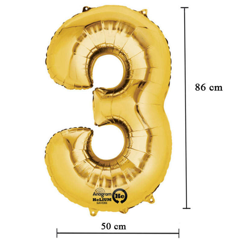 34 inch-es 3 - Arany Számos Super Shape Fólia Lufi