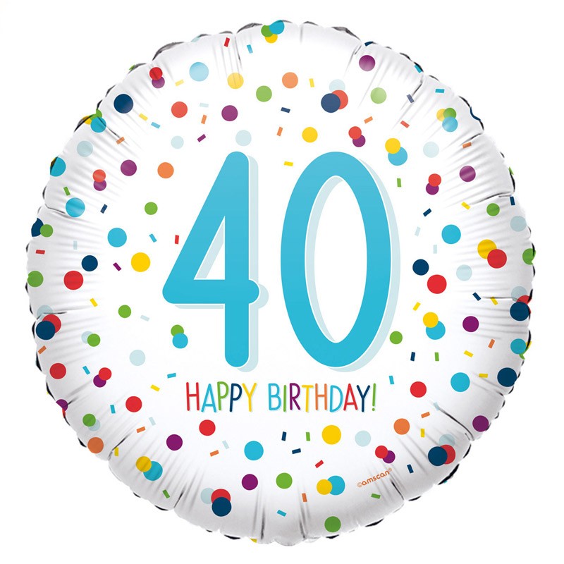 40-es Konfetti Mintás - Confetti Birthday 40 Héliumos Fólia Lufi