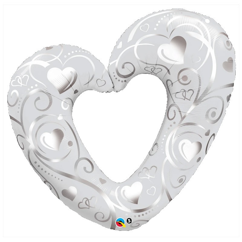42 inch-es Hearts & Filigree Pearl White Fólia Lufi