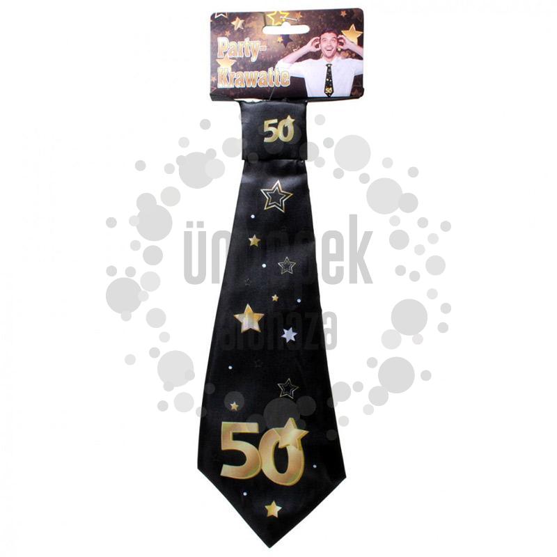 50-es Arany Fekete Csillagos Szülinapi Nyakkendő