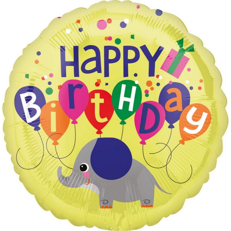 18 inch-es Elephant Birthday Szülinapi Fólia Lufi