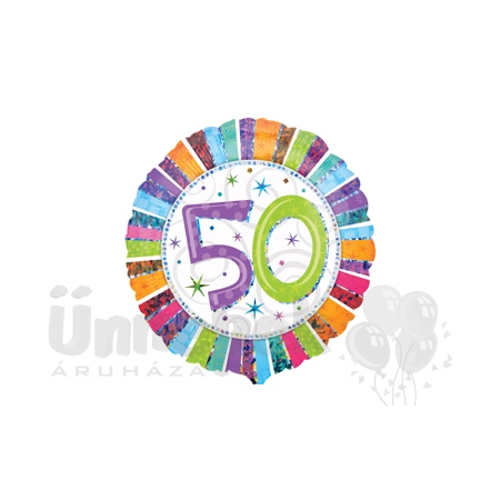 18 inch-es Radiant Birthday 50-es Születésnapi Héliumos Fólia Lufi