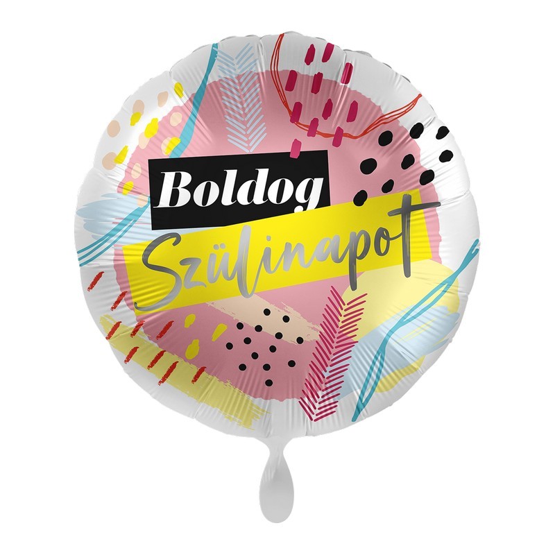 17 inch-es Boldog Szülinapot Pasztel Színek Fólia Lufi
