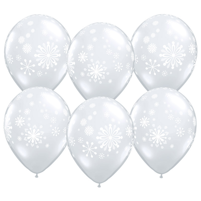 11 inch-es Contemporary Snowflakes - Hópehely Mintás Diamond Clear Karácsonyi Lufi (2