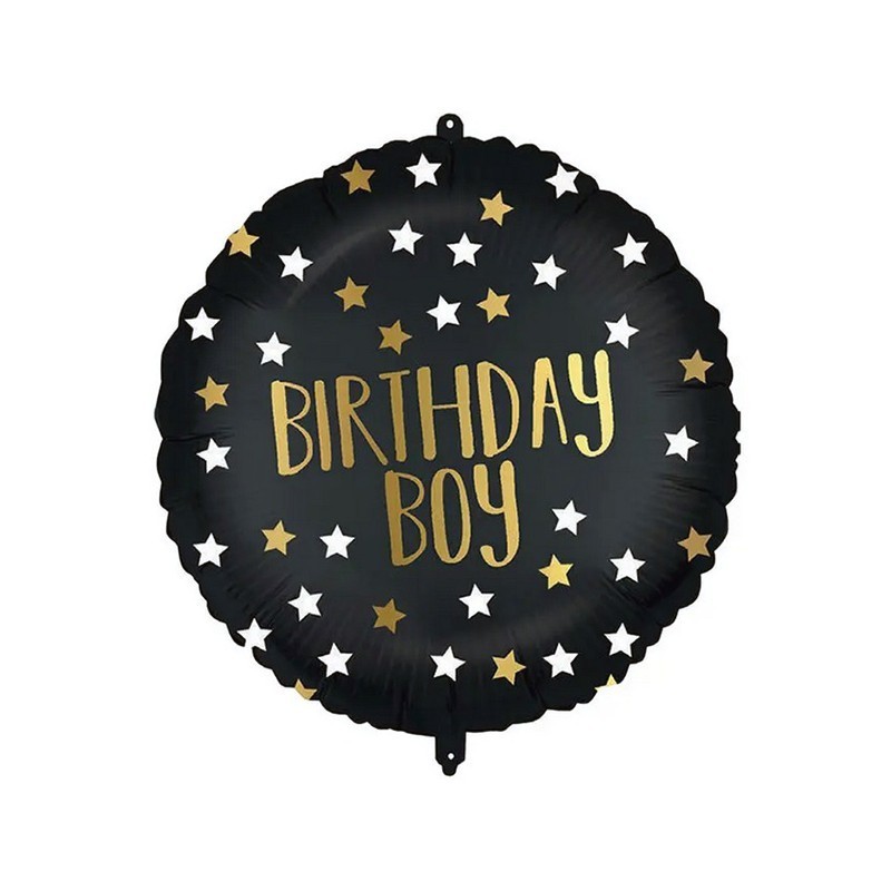 18 inch-es Birthday Boy Black Gold Szülinapi Fólia Lufi