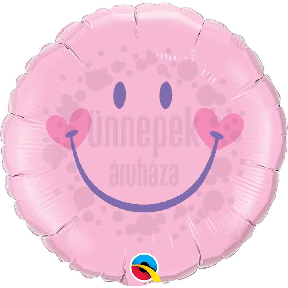 18 inch-es Mosolygó Arc, Lány - Sweet Smile Face - Pink Baby Héliumos Fólia Lufi