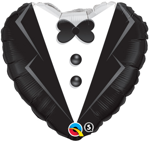 18 inch-es Wedding Tuxedo Esküvői Szív Héliumos Fólia Lufi