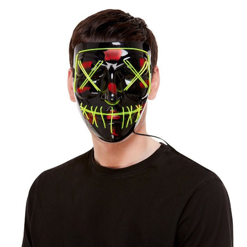 Fekete Zöld LED-es Világító Maszk Halloween-re