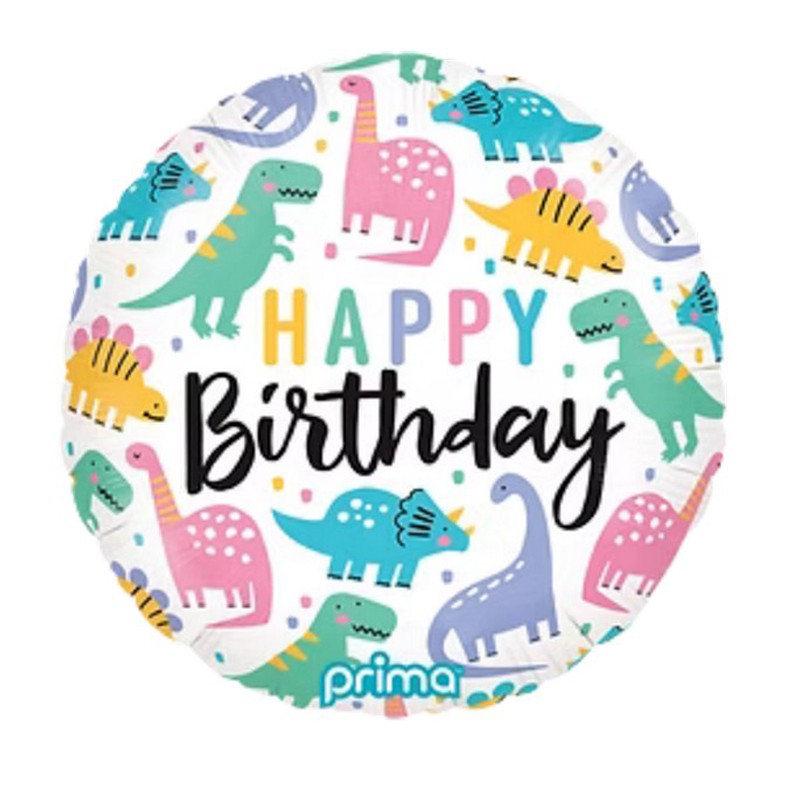 18 inch-es Happy Birthday Colorful Dinos Fólia Lufi
