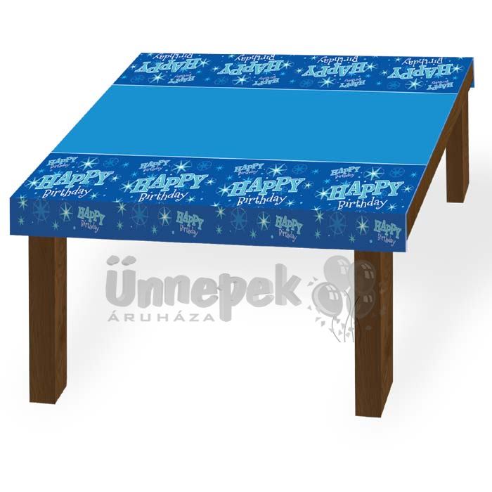 Happy Birthday Kék Sparkle Szülinapi Parti Asztalterítő - 130 cm x 180 cm