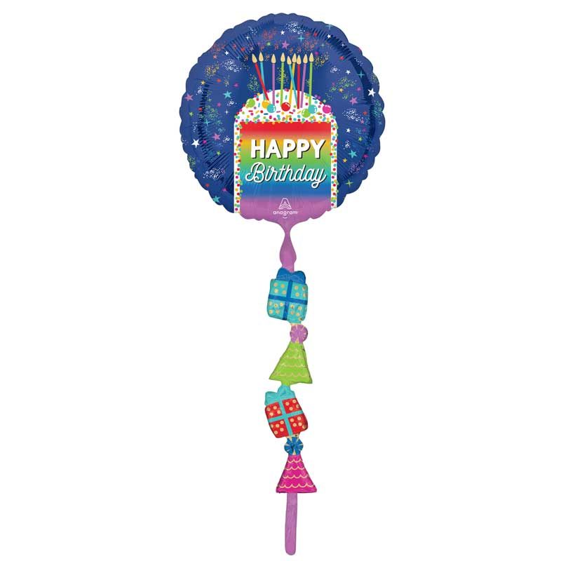 Happy Birthday Színes Torta Mintás Sétáló Szülinapi Fólia Lufi