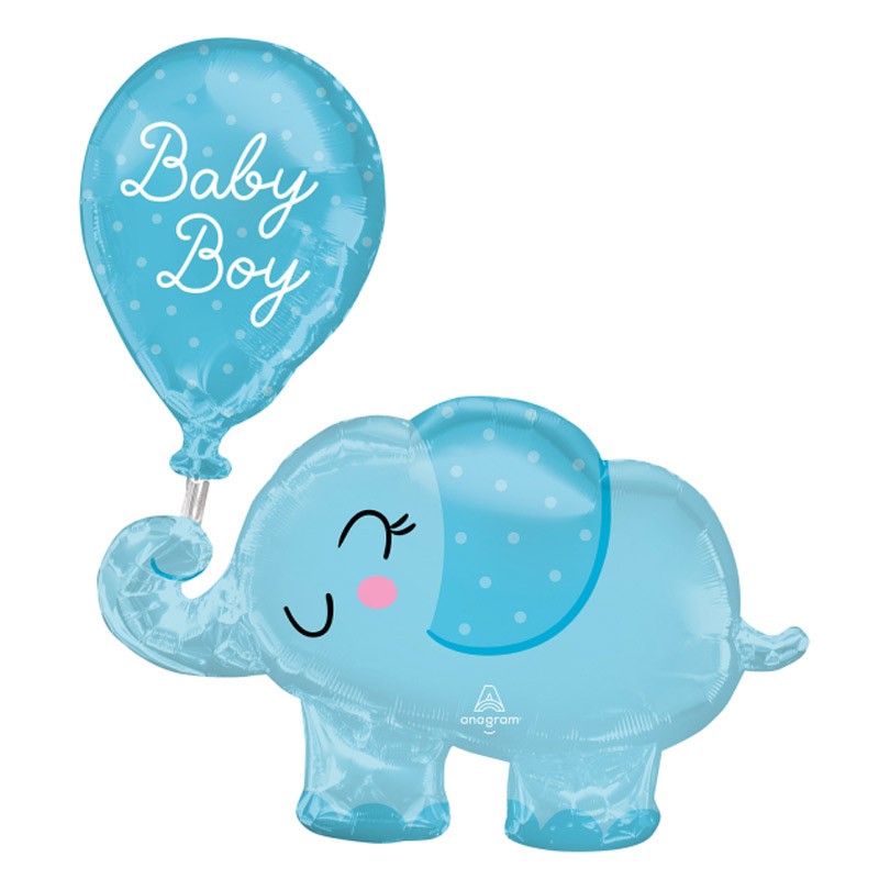 Kék Elefánt - Baby Boy Elephant Héliumos Fólia Lufi Babaszületésre
