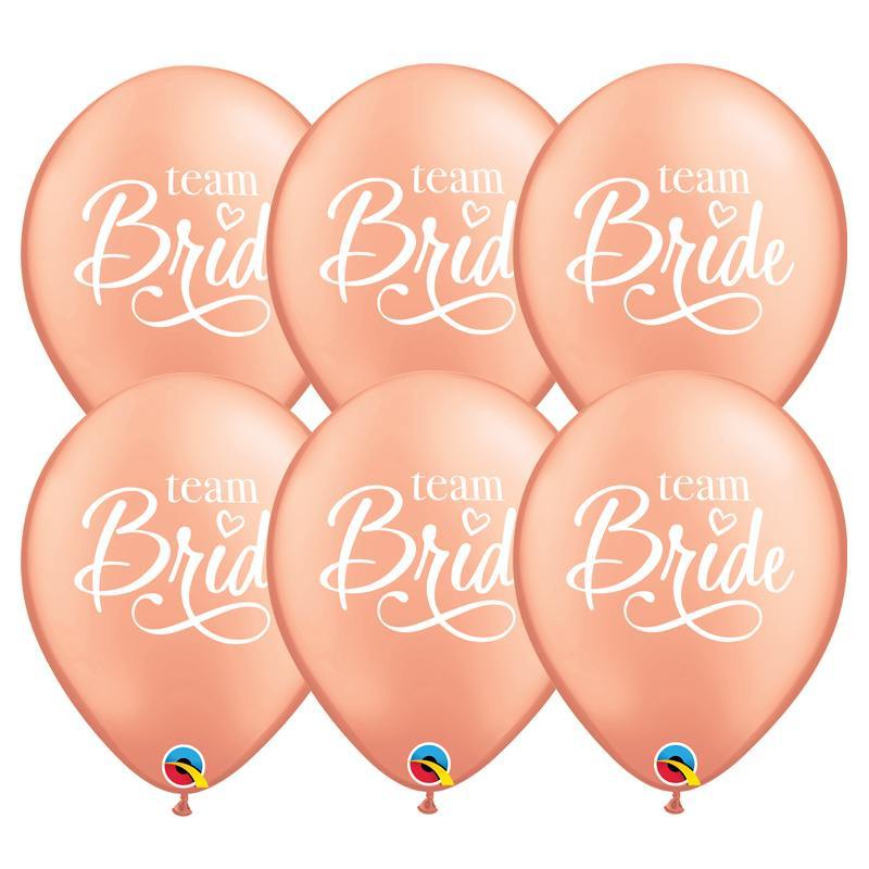 11 inch-es Team Bride Rosegold Lufi Lánybúcsúra (6 db/csomag)