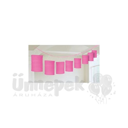 Rózsaszín Lampionfüzér Függő Dekoráció - 3,6 m
