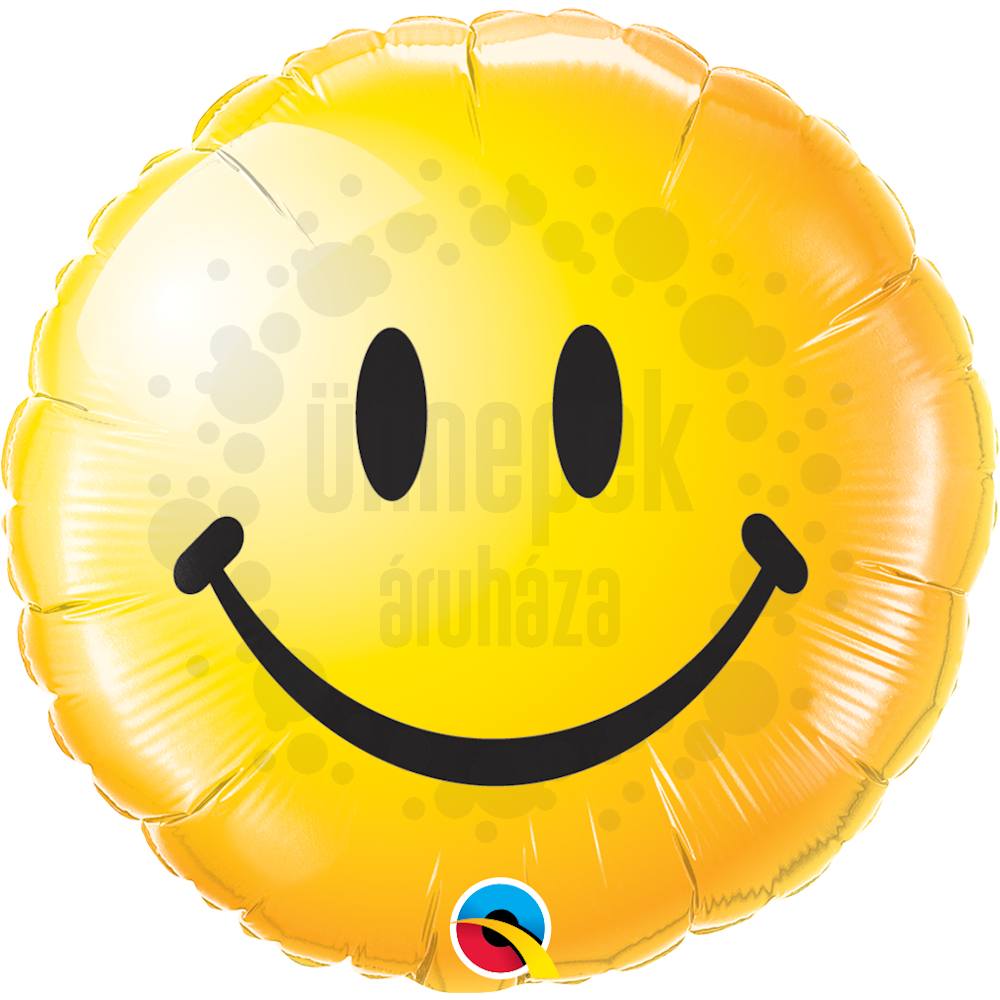 18 inch-es Sárga Mosolygós Arc - Smile Face Yellow Héliumos Fólia Lufi