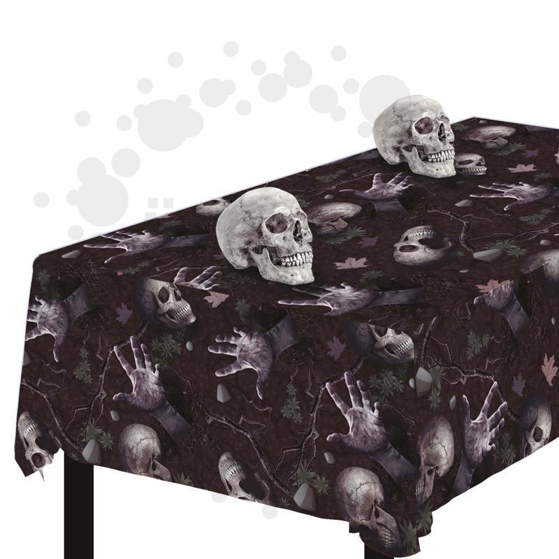 Rémisztő Temető Mintás Asztalterítő Halloween-re - 137 cm x 274 cm