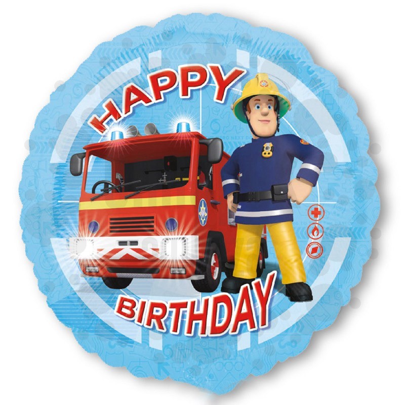 18 inch-es Fireman Sam Happy Birthday Szülinapi Fólia Lufi