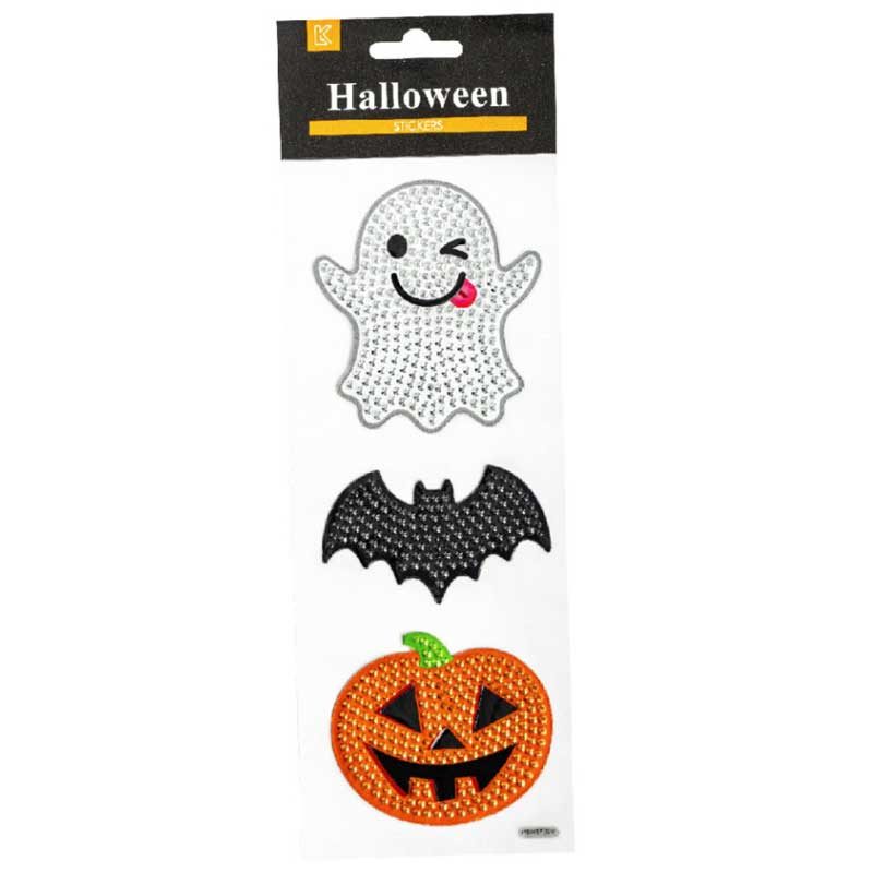 Strasszköves Halloween Mintás Matrica, 3 db-os