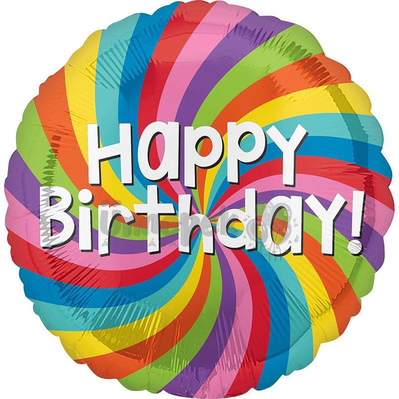 18 inch-es Happy Birthday Rainbow Wheel - Szivárvány Színes Születésnapi Fólia Lufi