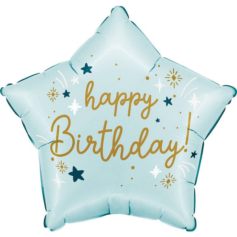 18 inch-es Happy Birthday Szülinapi Kék Csillag Fólia Lufi