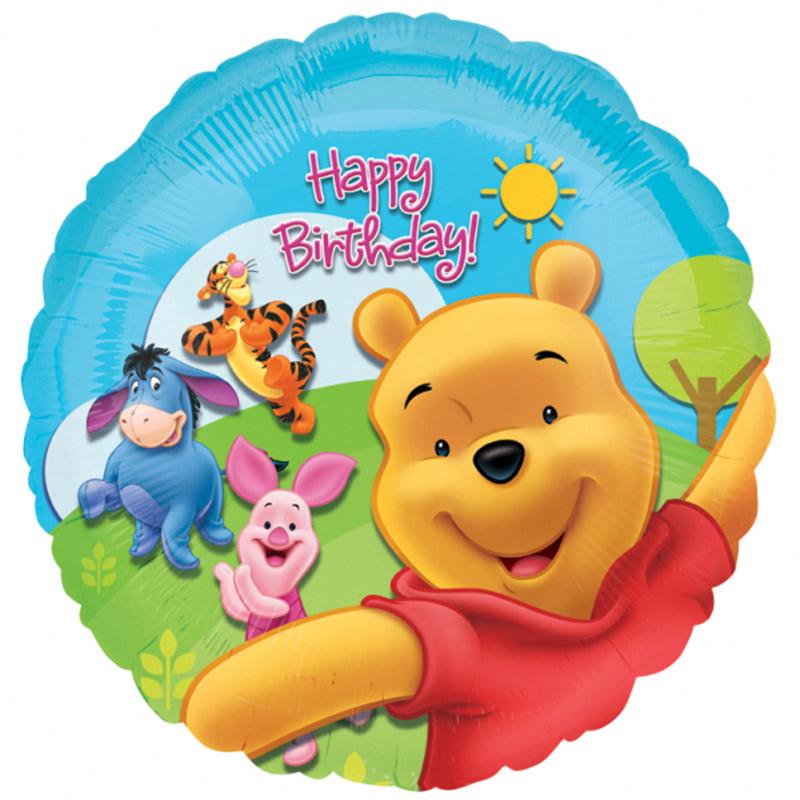 18 inch-es Micimackó - Pooh és Friends Sunny Birthday - Szülinapi Héliumos Fólia Lufi