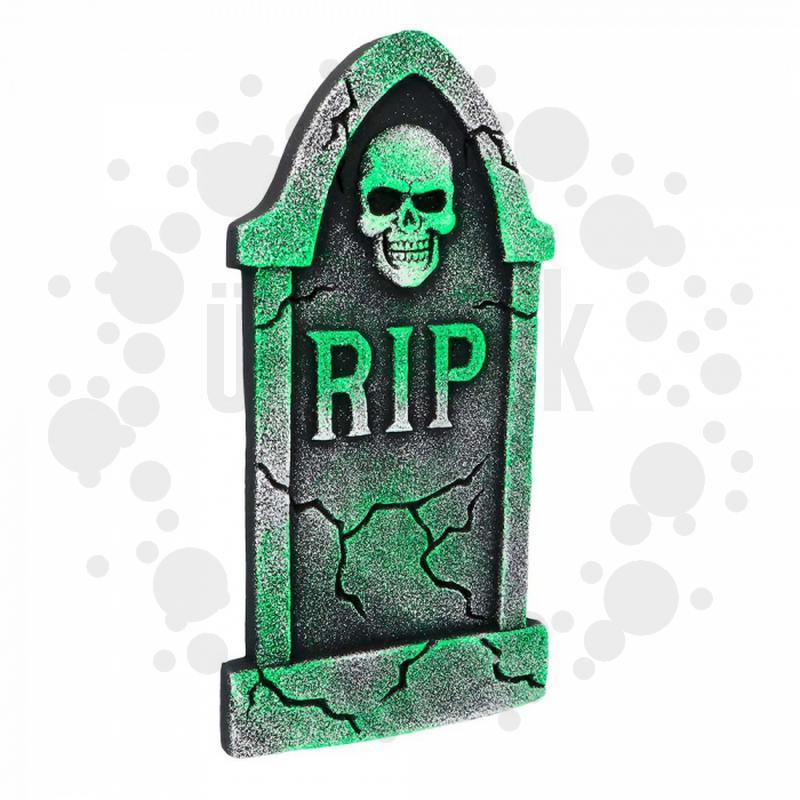 Zöld RIP Feliratú Sírkő Halloween-re, 40 cm-es