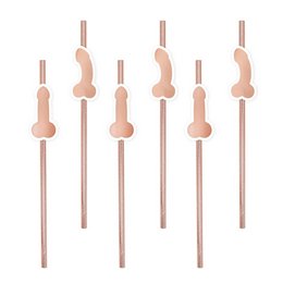 Pénisz Mintás Rosegold Parti Szívószál Lánybúcsúra, 8 db-os