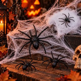 Pókok Dekoráció Pókhálóval Halloweenra
