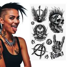 Punk Rock Mintás Ideiglenes Tetoválás