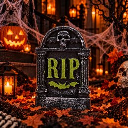 Sírkő Dekoráció Halloweenra - Zöld, 26 x 17,5 cm