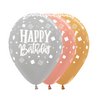 12 inch-es Happy Birthday Squares Metallic Assortment Szülinapi Lufi (25 db/csomag)