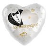 17 inch-es Sok Boldogságot! Feliratú Gyűrű Mintás Arany Fehér Esküvői Szív Fólia Lufi