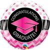 18 inch-es Graduate Pink Chevron Dots Ballagási Fólia Lufi