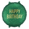 18 inch-es Happy Birthday Zöld Arany Pöttyös Szülinapi Fólia Lufi