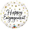 18 inch-es Happy Engagement Gold Dots Eljegyzési Fólia Lufi