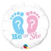18 inch-es He or She? Footprints Fólia Lufi Babaköszöntőre