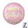 18 inch-es Ibrex Happy Birthday Confetti Pink Pastel Szülinapi Fólia Lufi