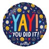 18 inch-es Yay You Did It Groovy Icons Ballagási Fólia Lufi