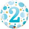 18 inch-es 2-es Számos Pöttyös Kék Age 2 Blue Dots Fólia Lufi