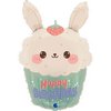 24 inch-es Happy Birthday Bunny Cupcake Szülinapi Fólia Lufi