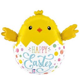 24 inch-es Sárga Csibe - Happy Easter - Egg Chick Fólia Lufi Húsvétra