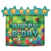 25 inch-es Happy B-day Pixel Super Shape Szülinapi Fólia Lufi