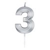 3-as Metál Ezüst Szülinapi Számgyertya