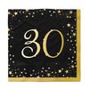 30-as Csillagos Arany Fekete Szülinapi Parti Szalvéta - 33 cm x 33 cm, 16 db-os