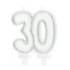 30-as Ezüst Fehér Szülinapi Parti Számgyertya